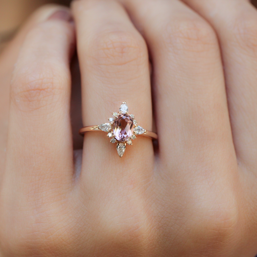Vintage Selius Morganit- & Diamantring