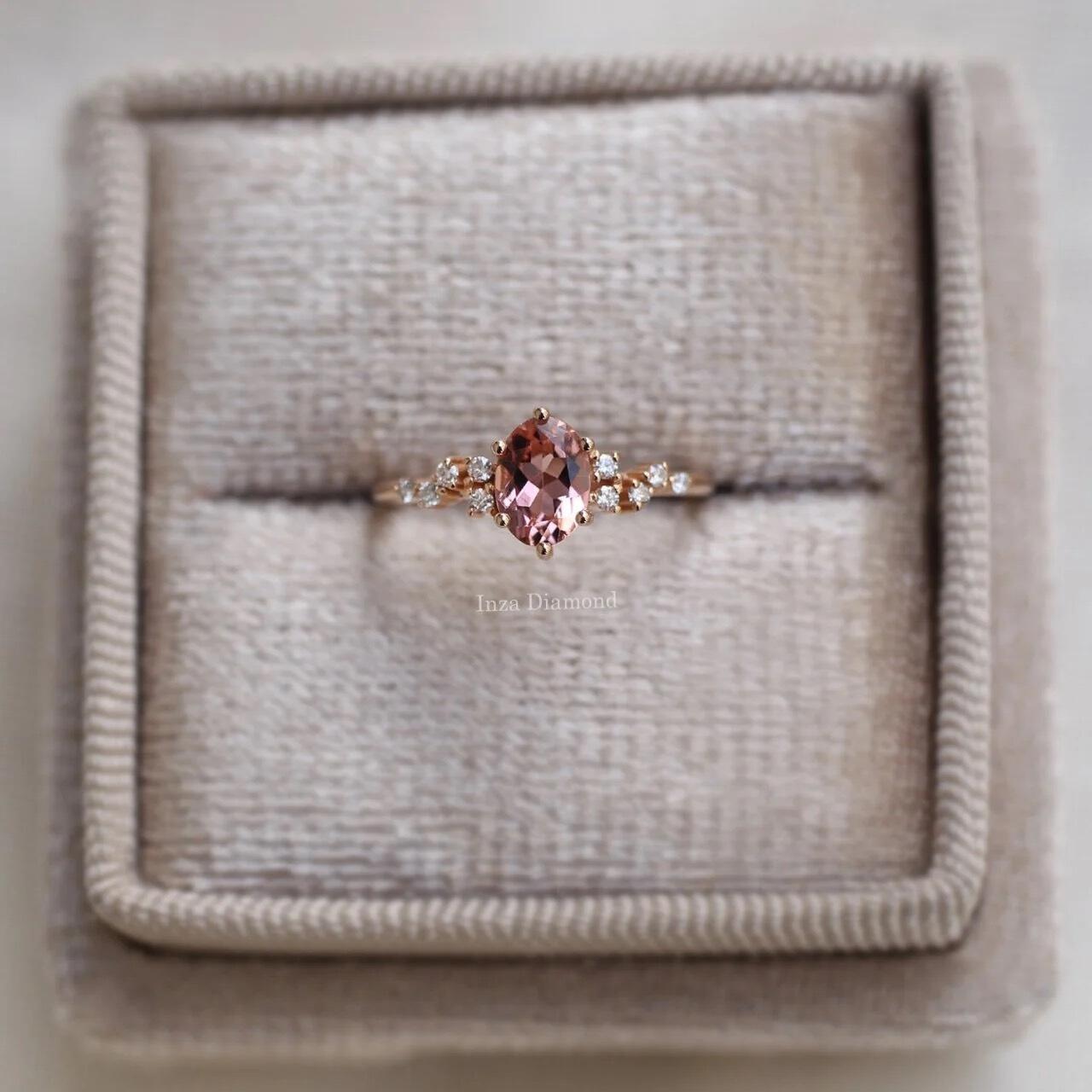 Vintage Design Asymmetrical Diamond & Tourmaline Ring