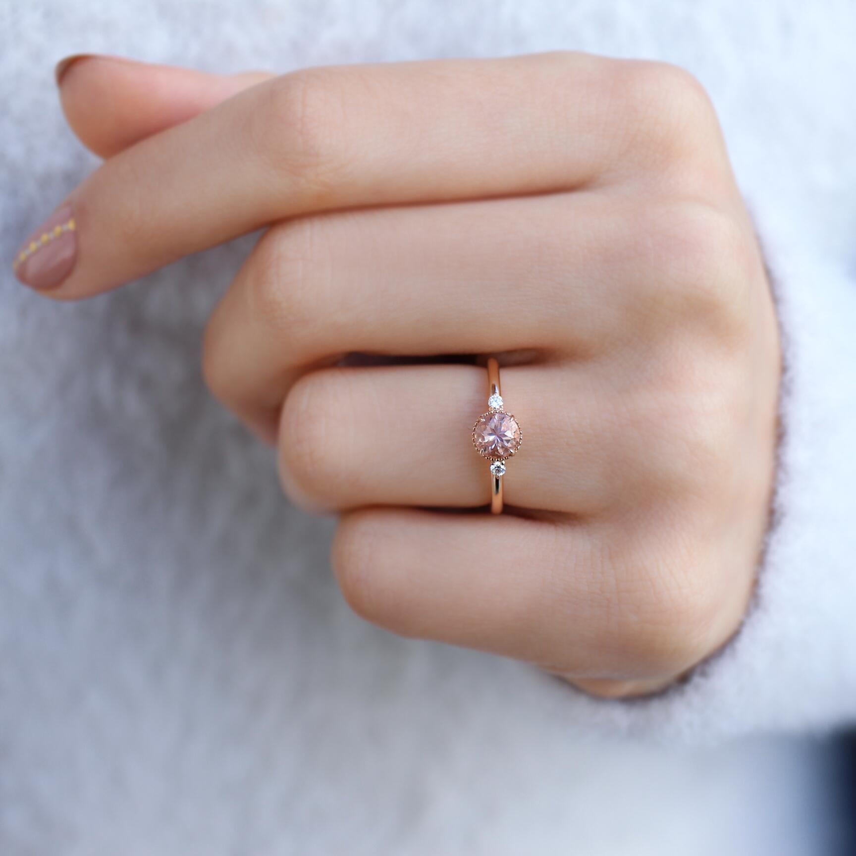 Vintage Design Morganite & Diamond Ring