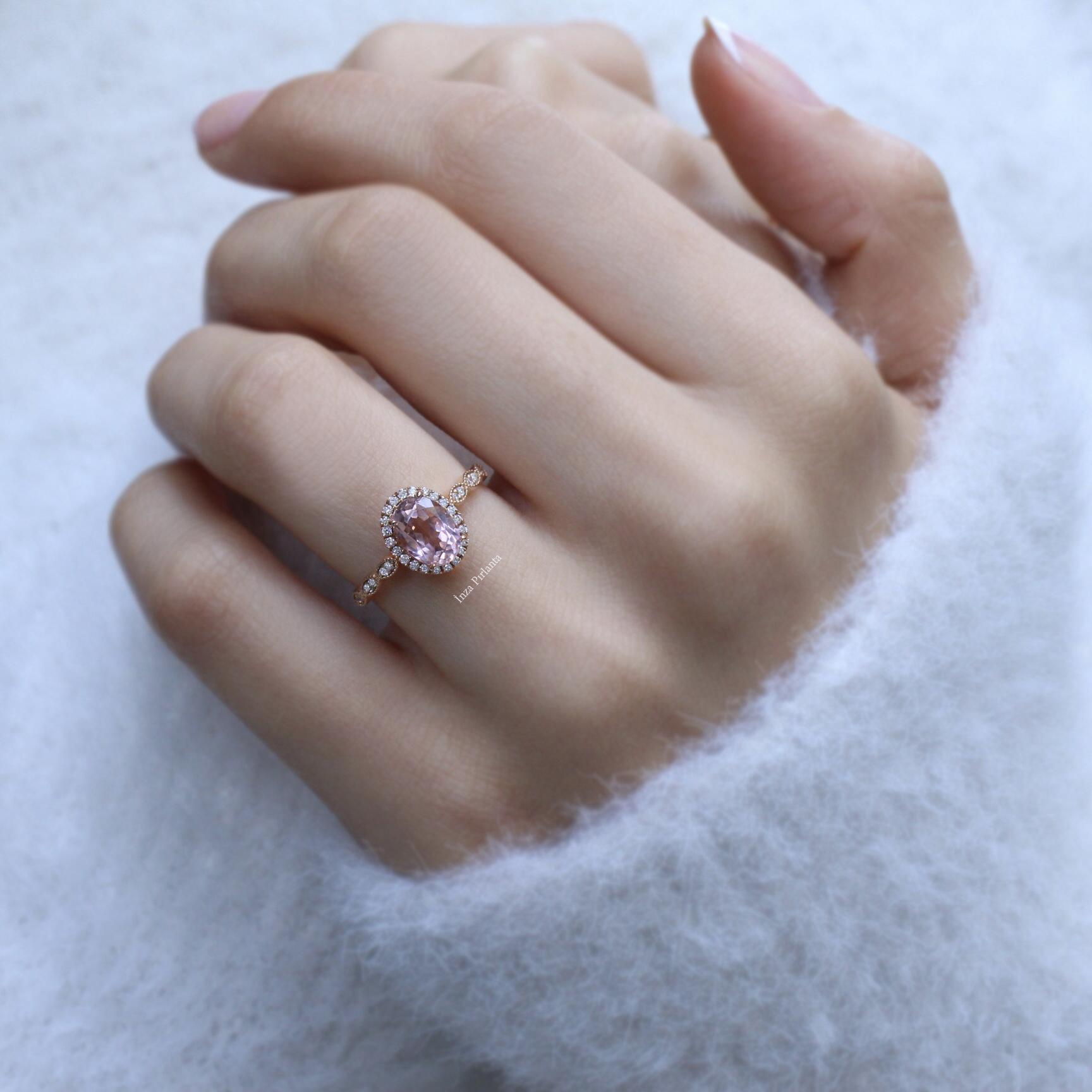 Vintage Design Morganite & Diamond Ring